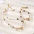 Luxury Natural Stone Necklace Gray Agate Beaded Clavicle Necklace Baroque Pearl Beads Bracelet Zircon Charm Jewelry for Women