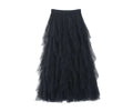 Wholesale Women Irregular Mesh Skirt Fashion Elastic High Waist Long Skirt for Women Maxi