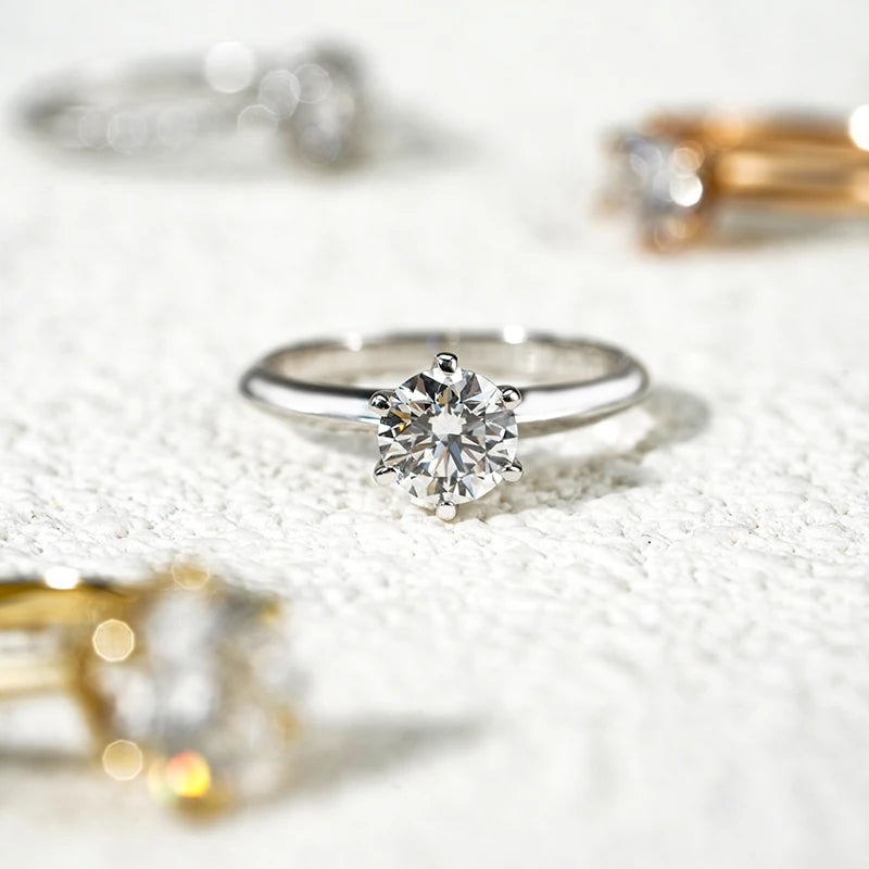 Starsgem Solitaire Diamond  Ring 18K Solid Yellow White Rose Gold 1Ct Round Brilliant Cut Lab Grown Diamond Engagement Rings