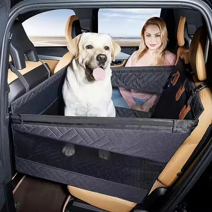 Solid Pattern Dog Car Seat Cover Waterproof Oxford Fabric Hard Bottom Pet Hammock Design Black Grey Travel Pet Protector