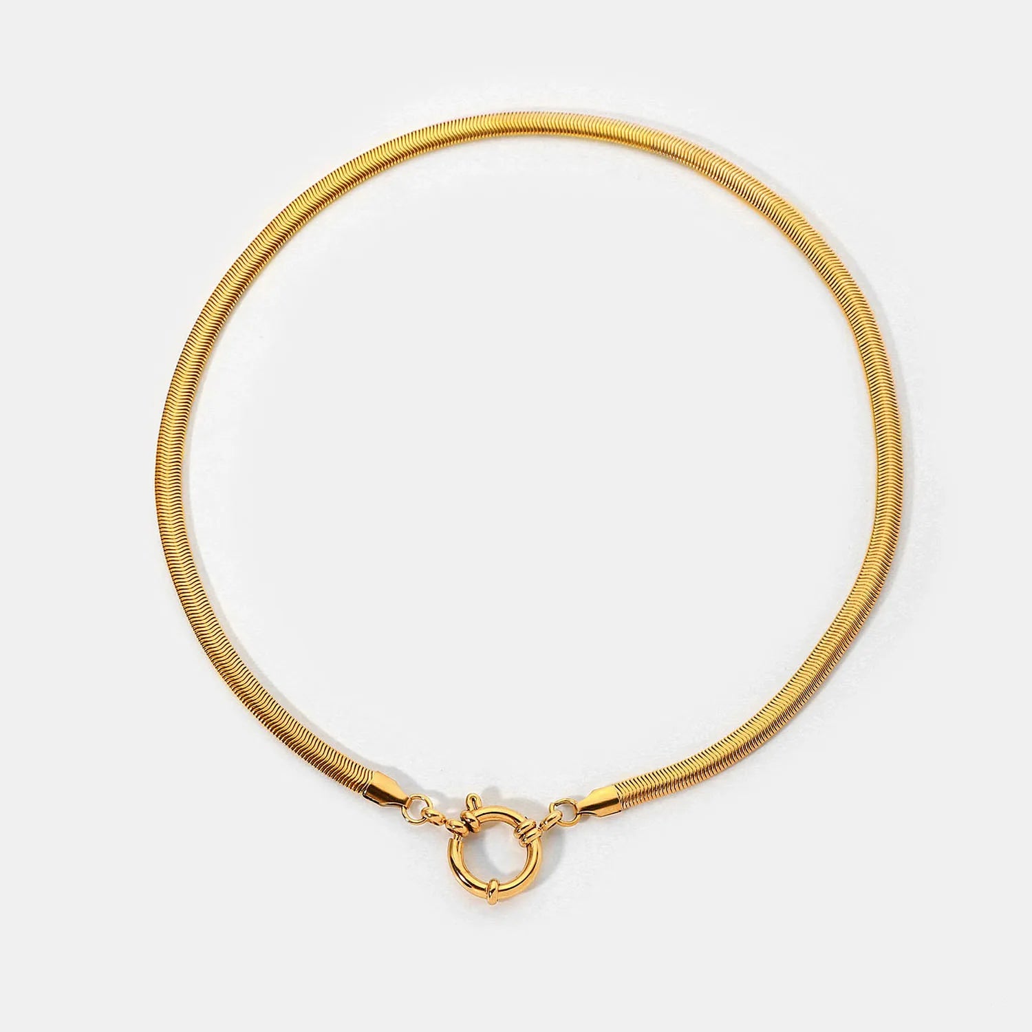 5mm Thick Choker With Soft Round Spring Clasp Sailor Buckle Gift Stainless Steel Gold Snake Necklace for Women