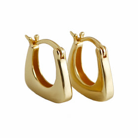 2024 Latest Geometric Shaped Square Hoop Earrings Gold-Plated Waterproof Jewelry for Girls' Party Gift Idea
