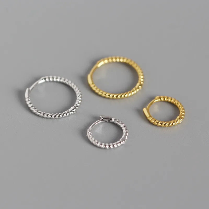 Genuine 100% 925 Sterling Silver Simple Minimalist Round Hoop Earrings for Women Fashionable Gold Plated Fine Jewelry Gift