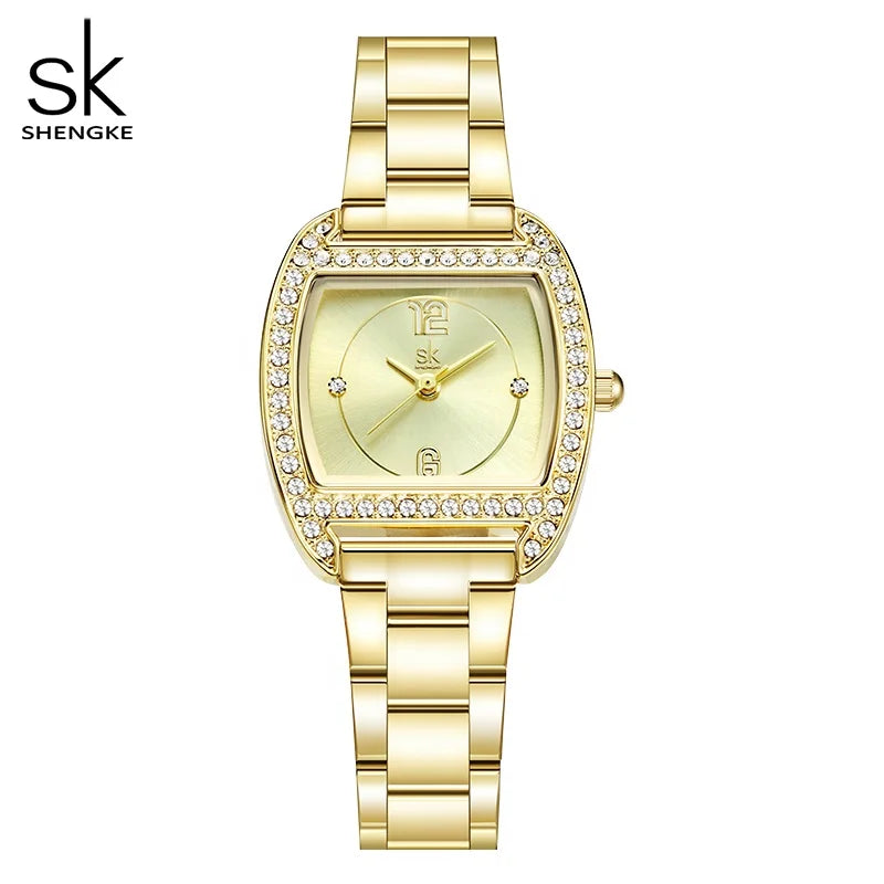 SK Luxury Crystal Watches for Women Gold/Black Color Japanese Miyota Movement Stainless Steel Band Wholesale Price