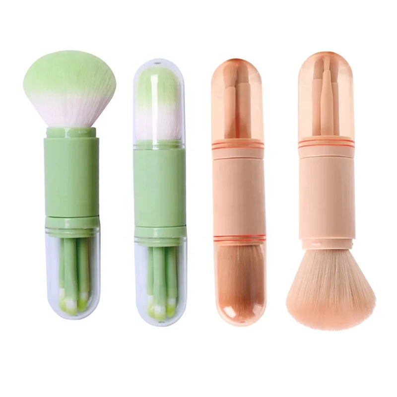 Hot Selling 4 in 1 Makeup Brush Set Eyeshadow Eye Lip Face Concealing Blush Foundation Mini Travel Makeup Brushes