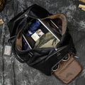 Top Rated Fashion Large Capacity Men's Designer Black Luxury PU Leather Duffle Bag with Zipper Closure and Shoe Compartment