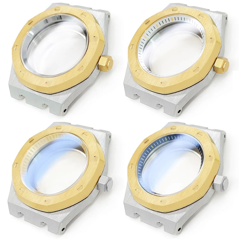 SKX Gold/Silver Stainless Steel Shiny/Brushed Sapphire Glass Watch Caseback MOD NH35 NH36 4R36 SKX007 Wristwatch Parts