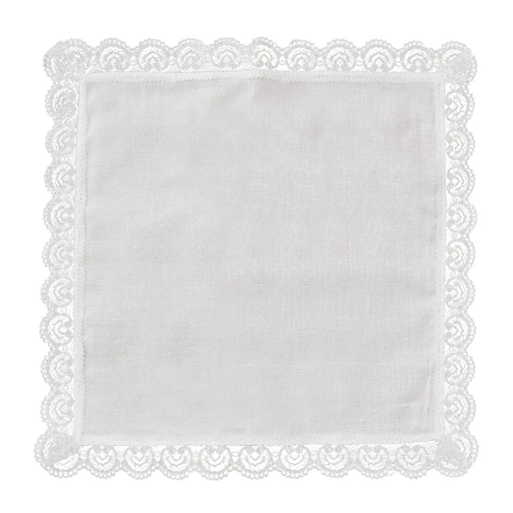 Bulk Wholesale Ladies Vintage Lace Edge Wedding Handkerchiefs Soft 100% Cotton White Crochet Hankies for Tea Party Decoration