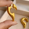 French Fashion Jewelry Vintage Metal Geometric Earrings Unique Design for Women New Gold Plated Chunky Punk Earrings
