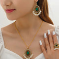 Vintage Rhinestone Pearl Jewelry Set Drop Tassel Necklace Earrings Ring Jewelry Set Flower Bridal Wedding Jewelry Sets