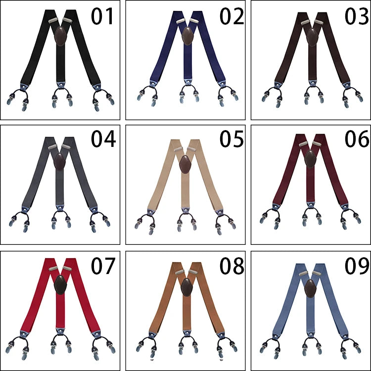 Wholesale Stock Adjustable Elastic Heavy Duty Men's 3.5cm Clip-on Y Shaped Back Braces Suspenders