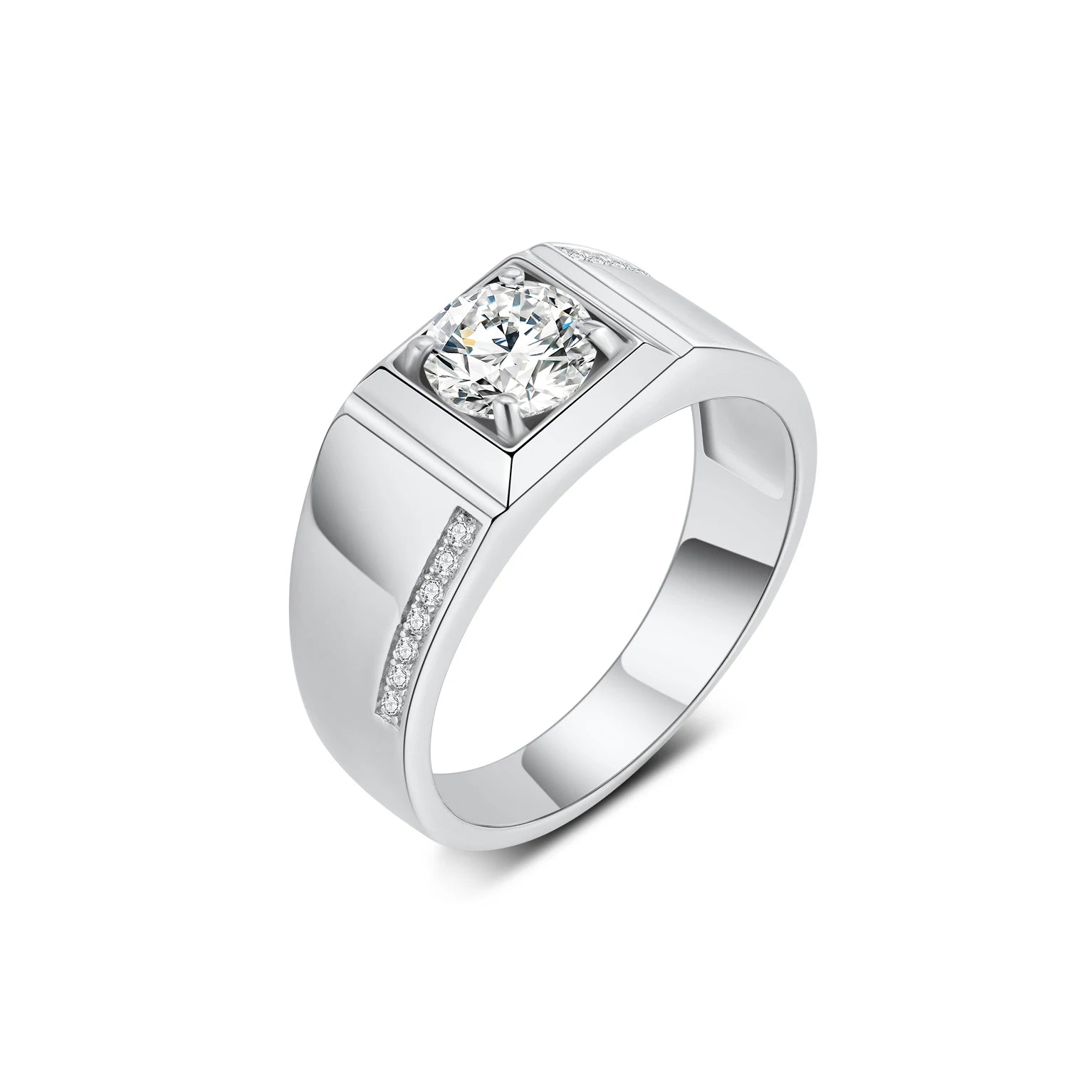 YBO 925 Sterling Silver Ice Diamond Moissanite Men's Rings Proposal Engagement Wedding Party Bands Trendy Wholesale Jewels