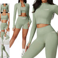 Seamless Activewear Plus Size Yoga Set Womens Workout Gym Fitness Sets With Zipper Jacket
