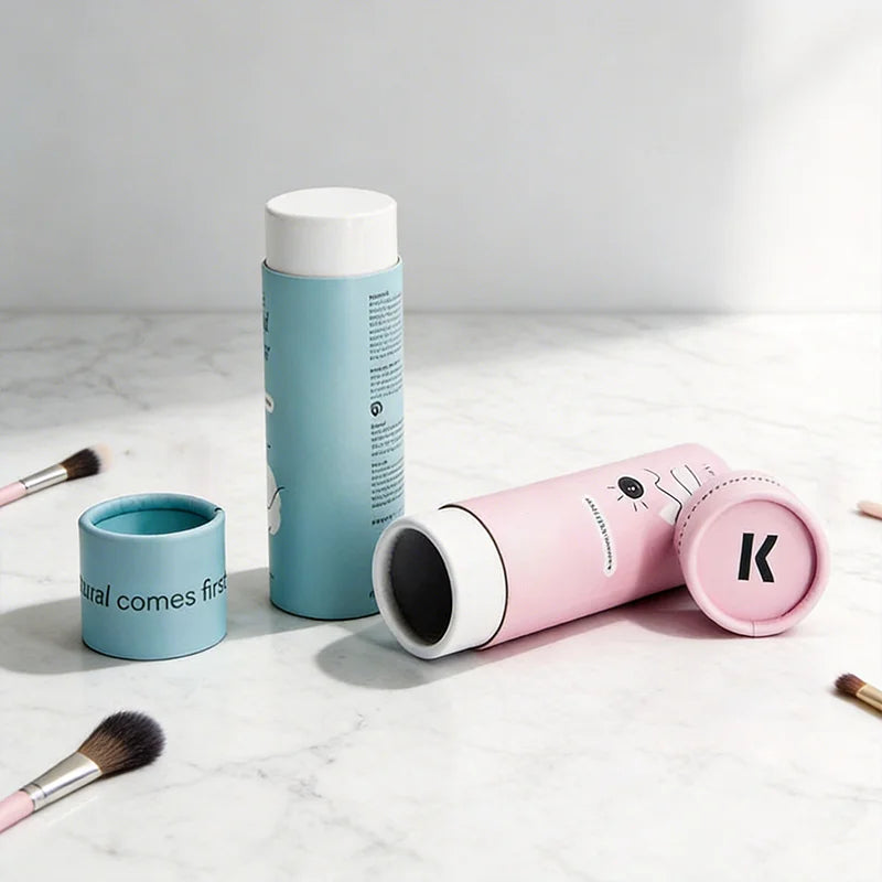 Custom Eco-Friendly Luxury Cosmetic Cylinder Round Paperboard Perfume Lipstick Lip Balm Gift Canister Packaging Kraft Paper Tube