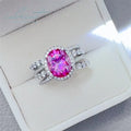 Silver 925 Original 3 Carat Brilliant Cut Diamond Test Past Pink Oval Moissanite Wedding Ring for Women Real Gemstone Jewelry