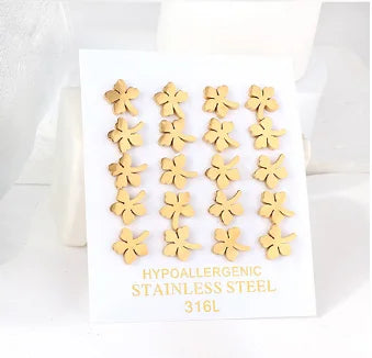 OEM Customized Fashion Jewelry Screw Back Kids 18k Gold Plated Stainless Steel Cute Children Waterproof Chunky Stud Earrings