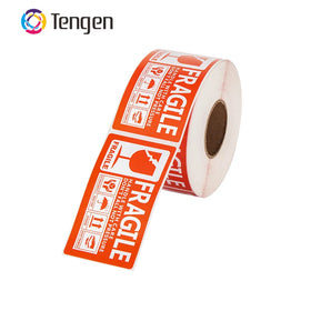 Factory Wholesale Private Label Package Roll Water-proof Fragile Rating Adhesive Sticker for Shipping Thermal Paper Waterproof