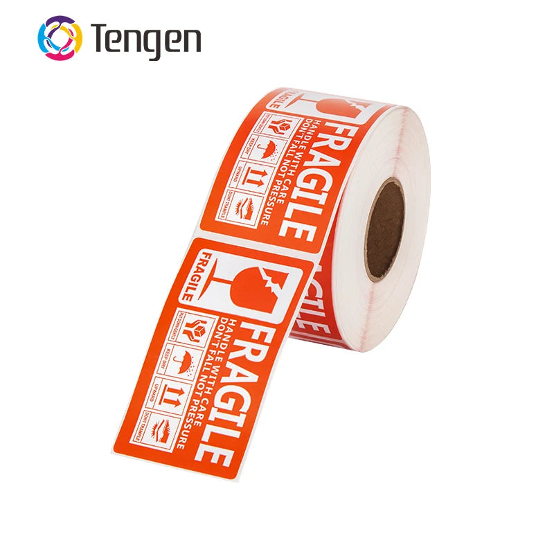 Factory Wholesale Private Label Package Roll Water-proof Fragile Rating Adhesive Sticker for Shipping Thermal Paper Waterproof