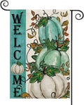 12x18 Inch Double Sided Fall Thanksgiving Welcome Pumpkins Burlap Garden Flags for Holiday Party Decor