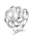YH JEWELLERY Beautiful Resizable Daisy Sterling Silver 9mm White Shell Pearl Flower Ring Mount for Kids