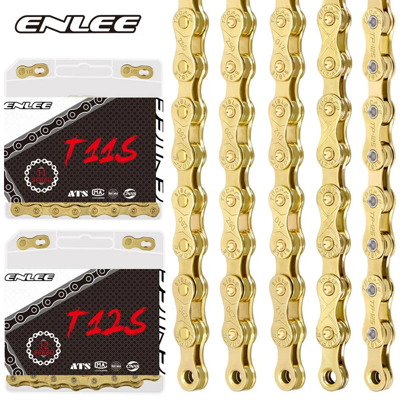 BUCKLOS Mountain Road Bicycle Chain 9/10/11/12 Speed Ultra-light Electroplated Gold Colorful Bicycle Chain