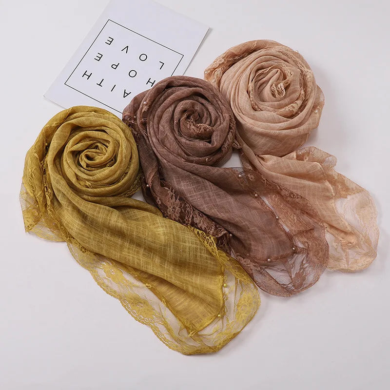 2026 Hot Lace Feather Wholesale Hot Sale  Cotton Linen Scarf Scarf Women's Sunscreen Shawl Beach Towel