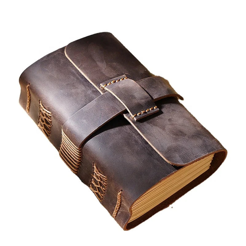 Home Decoration Memorable Planner Gift Crazy Horse Real Leather Handmade Creative Notebook with String