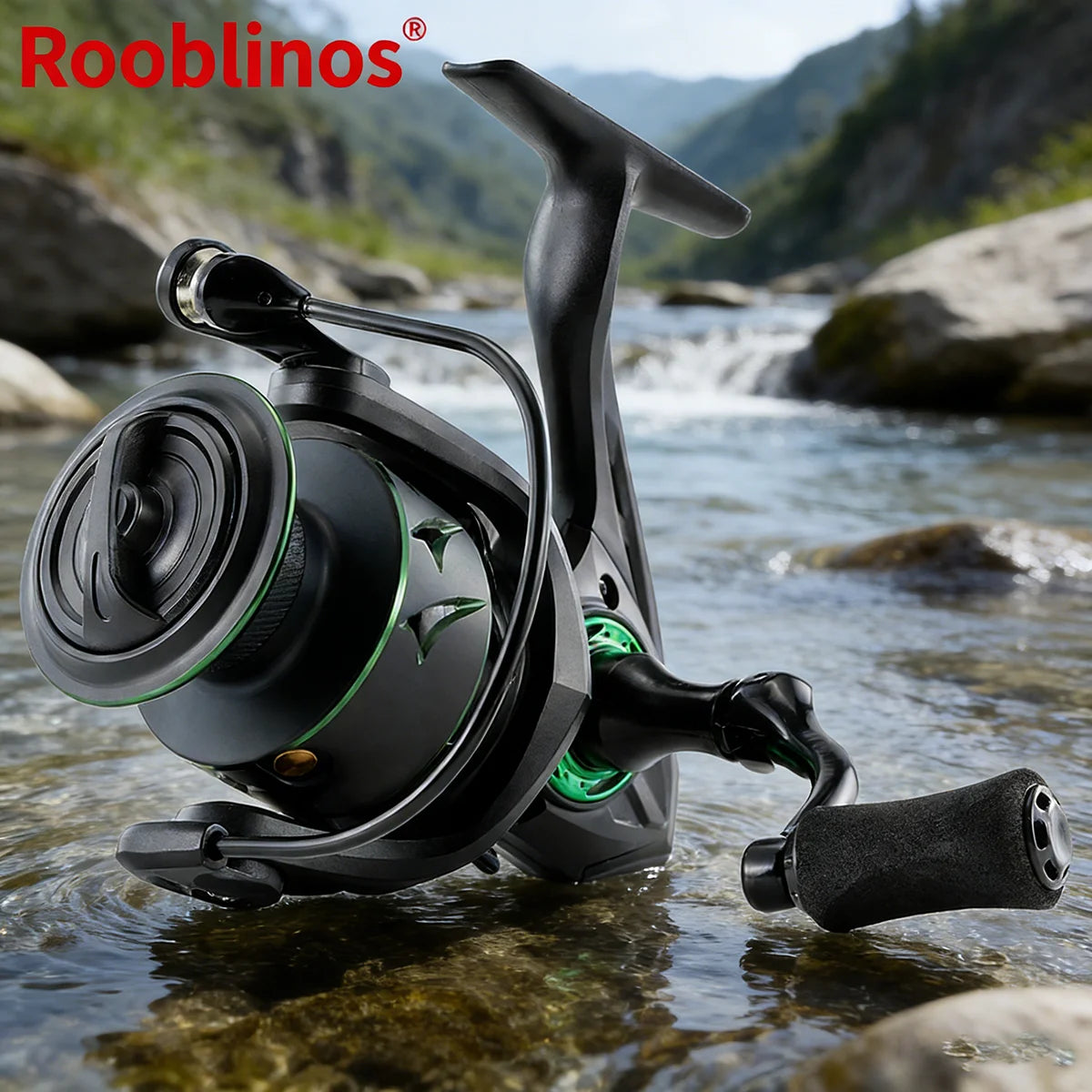 [Germany Stock] Rooblinos RF Left Hand Spinning Reel 5.2:1 Gear Ratio 5 Bearings 257g Aluminum Nylon Body Fake Bait River Lake