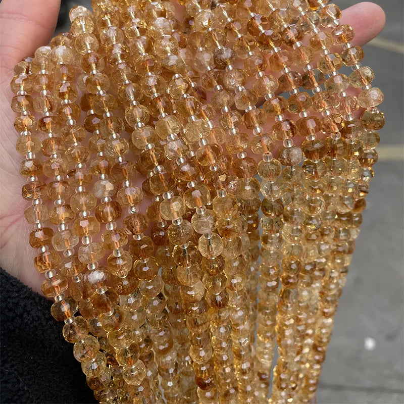 8*6mm Natural Gemstone Faceted Citrine Loose Beaded Faceted Citrine Stone Beaded for Jewelry Making