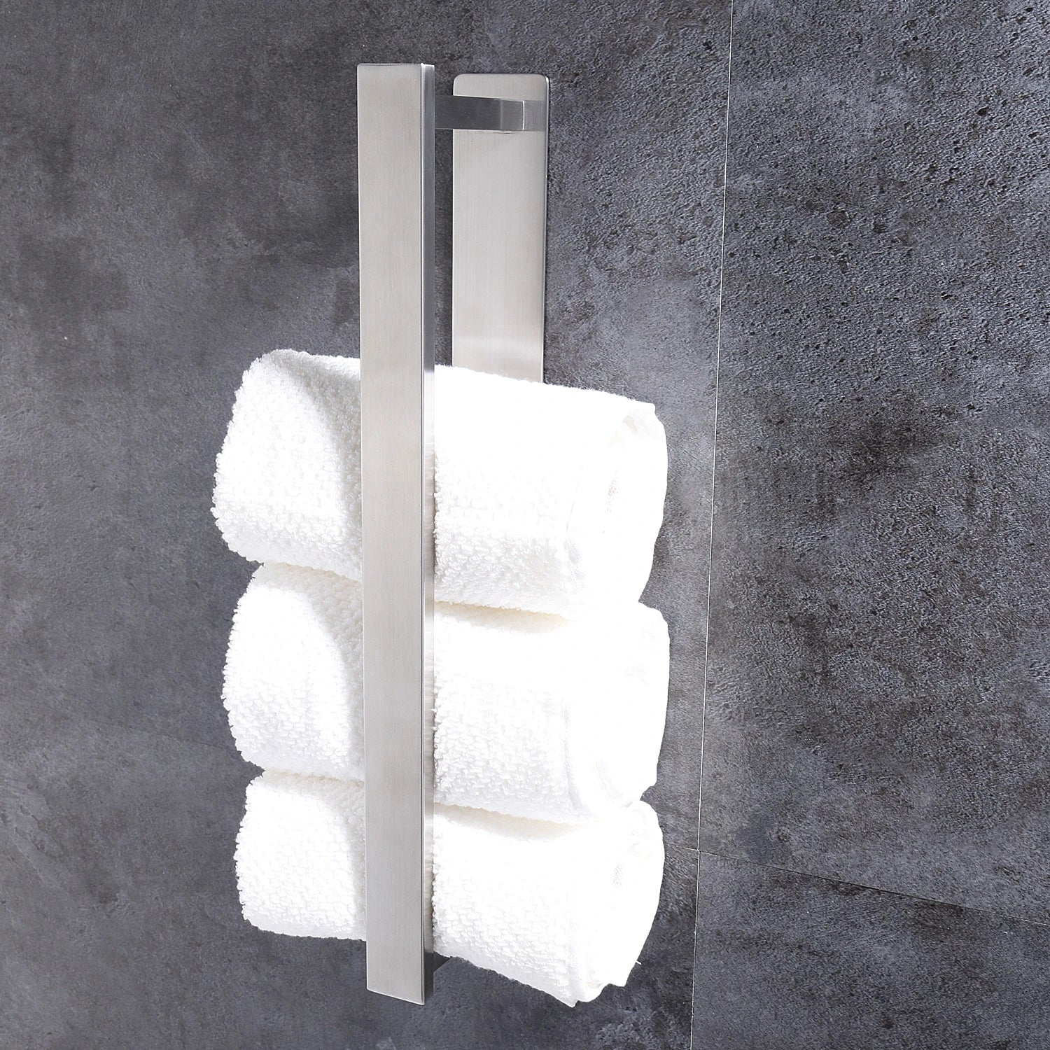 Bathroom Brushed Stainless Steel Wall Mounted Eco-Friendly Towel Rack with Perforated Design Black Metal Bath Towel Storage Rod
