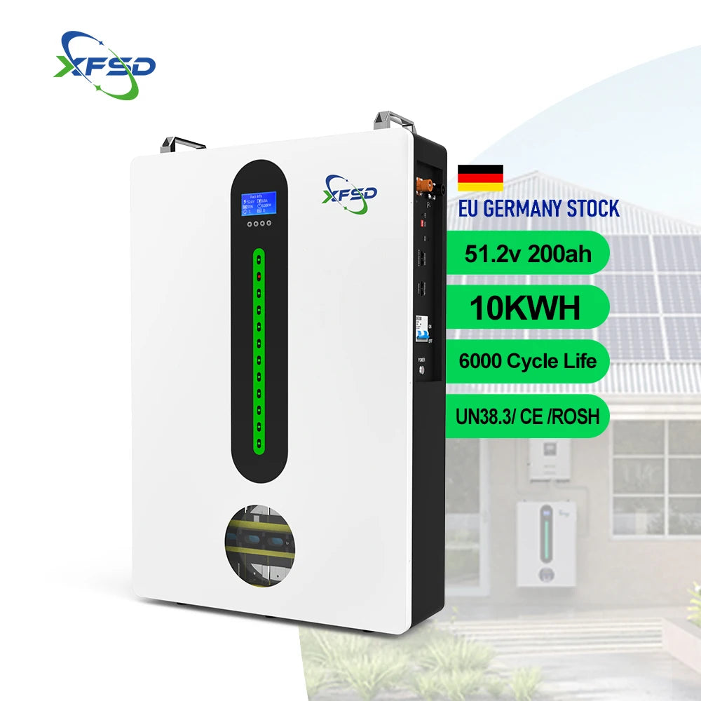 2025 New 51.2v 5kwh 10kwh 100ah 200ah Wall Mount Battery 6000 Cycle Lifepo4 Lithium Polymer Battery Home Solar System