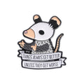Optimistic Rat Lapel Badge Cute Animal Enamel Pin Funny Phrase Brooch Backpack Jewelry