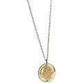 Vintage stainless steel round pendant gold plated rose flower charm necklace