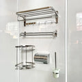 304ss Bathroom  Accessory Set with Hand Towel Bar with Robe Hooks Toilet Paper Holder Toilet Brush  Shower Shelf