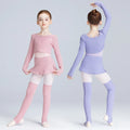 Children Ballet Dance Suits Autumn Winter Girls Warm Dance Training Tops & Skirts & Leggings 3 Pieces Sweater Suit
