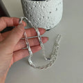 Three-Layer Braided Chain Necklace 925 Sterling Silver Triple Strand Interwoven Necklace Textured Statement Jewelry for Women