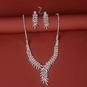 2024 New Wedding Jewelry Set for Women Saudi Arabia 2 Pieces/Set Crystal Bridal Jewellery Collection Bracelet Necklace Set