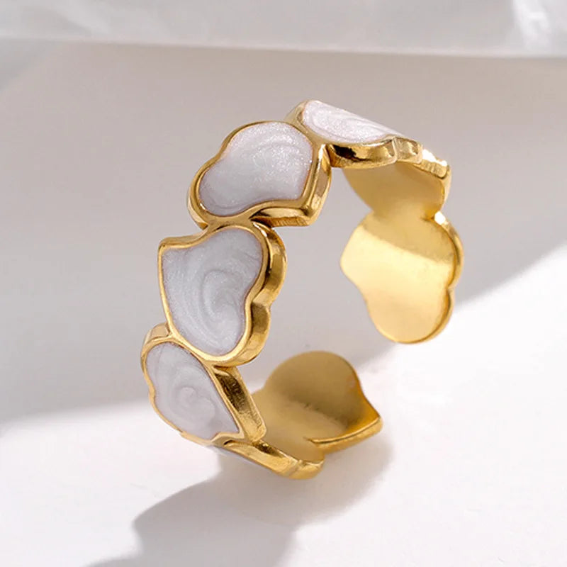 DAIHE Fashion Jewelry Open Adjustable Heart Rings Stainless Steel Weeding Wholesale Gold Ring for Women