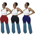 In Stock MOQ 1 Piece 2023 New Spliced Stretch Y2K Designer Jeans Women'S Flare Denim Jeans Pants Trousers for Women Female Lady