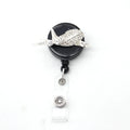 Silver Tone Zinc Alloy Retractable Crystal Airplane Hostess Nurse ID Badge Holder with Safety Breakaway Pull Reel JOTOME YL85b