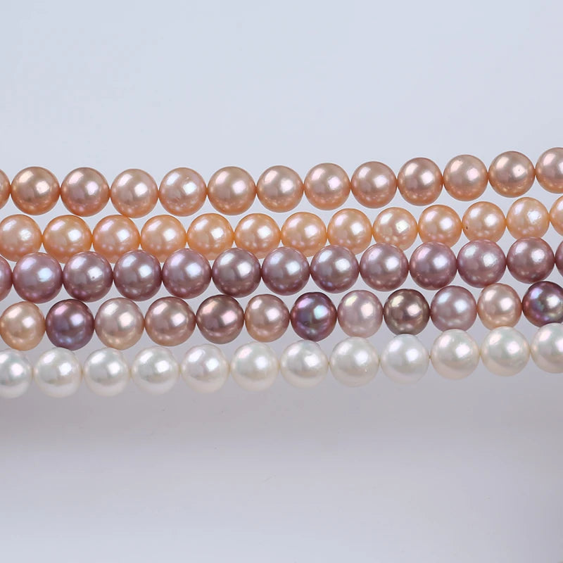 ZHUJI AAA Natural White Pink Purple Edison Round Shape 10-12mm Freshwater Pearl Strand Loose Pearls for Jewelry Making