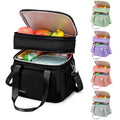Qetesh Lunch Bag Custom Logo Design Double-layer Portable Insulated Waterproof Solid Color Picnic Cooler Bag with Large Capacity