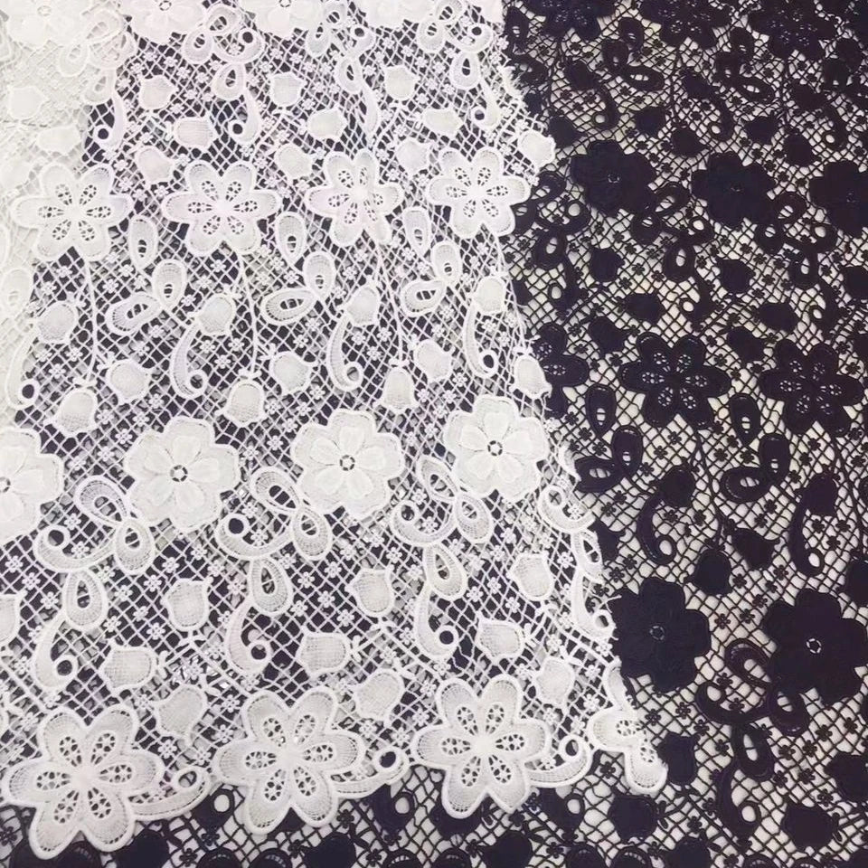 Elegant Swiss Pure White Design Bridal Guipure Peruvian Dress Lace Fabric