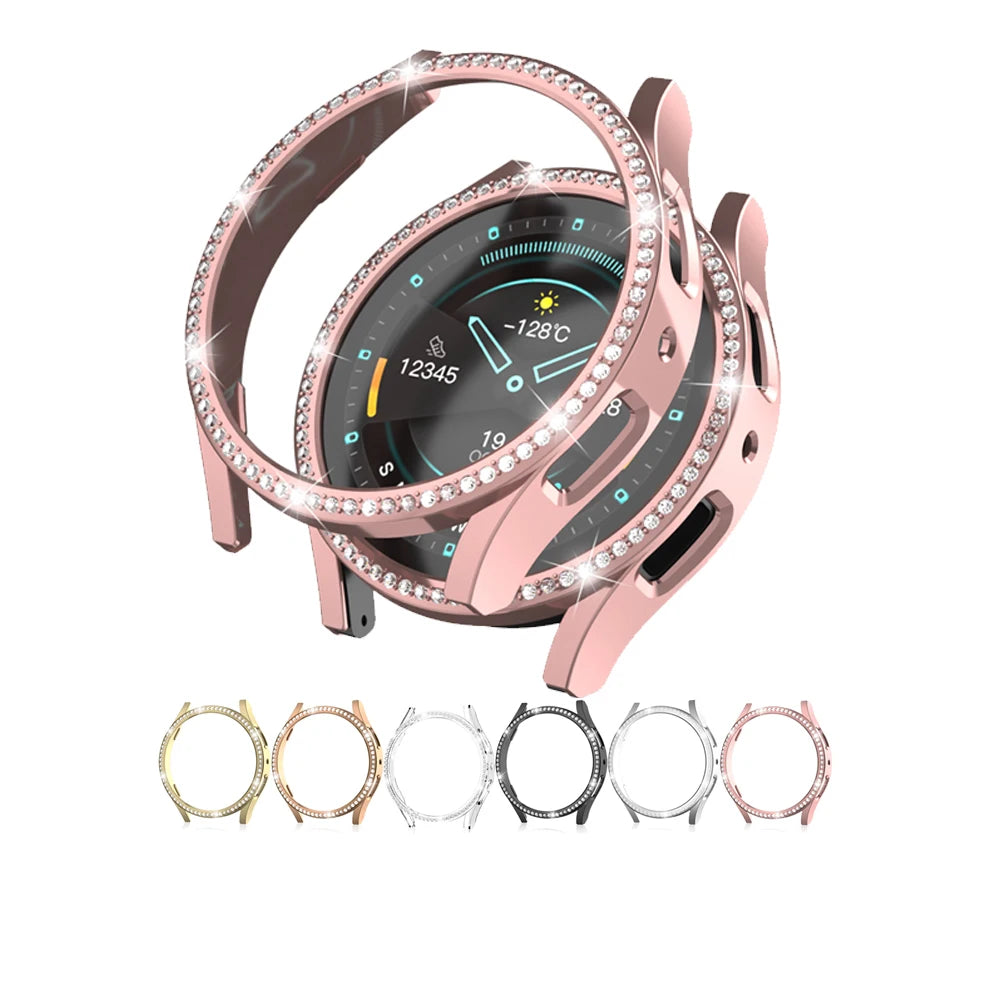 IVANHOE Diamond Cover Case Glass for Samsung Galaxy Watch 6 40mm 44mm Screen Protector Protective PC Frame on Watch6 Cases
