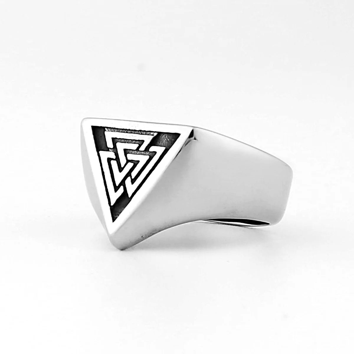 Viking Triangle Rune Punk Popular Ring Minimalist Odin Mythology Titanium Steel Stainless Steel Ring for Men's Dressing