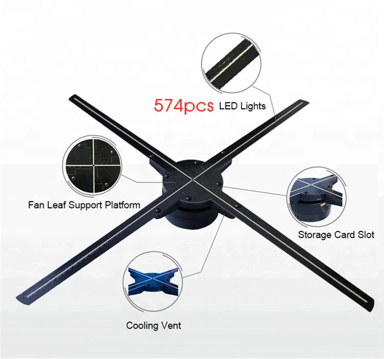 Modern 3D Hologram Fan Commercial Advertising Billboard Digital Signage Display 3D Holographic LED Barbeque Sign Business Sign