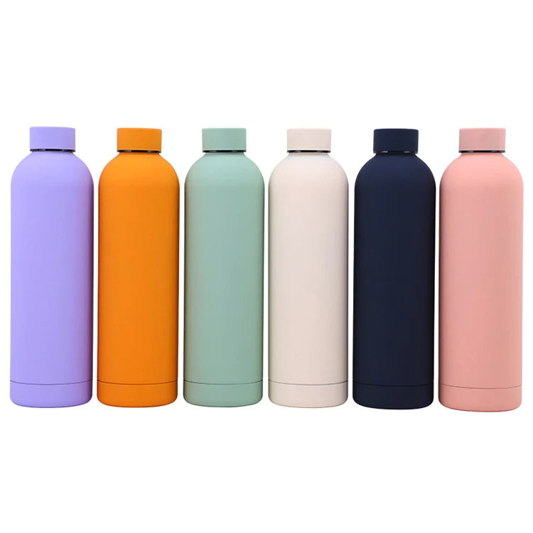 Portable Large Capacity Stainless Steel Bottle Double Wall Insulation Thermos Bottle Matte Coated Metal Water Bottle Movement