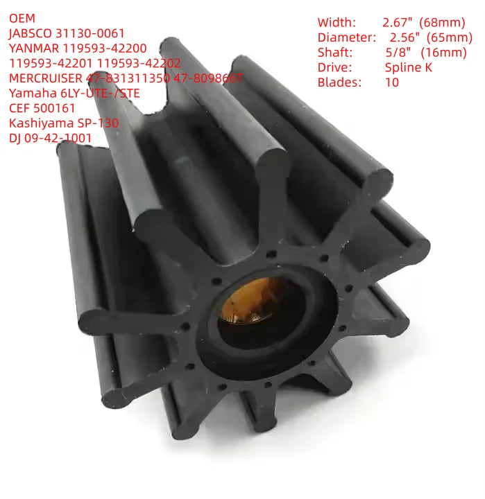 Closed Rubber Impeller Brass Sea Water Pump Kashiyama SP-130 Jabsco 31130-0061 JMP 7420-01 DJ PUMP 09-42-1001