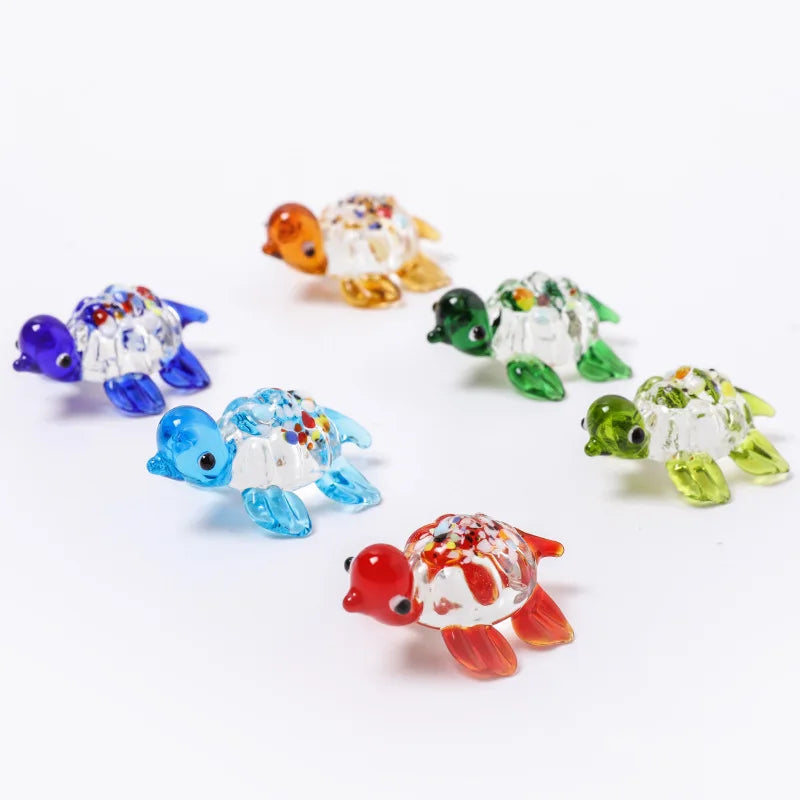 Colorful Handmade Glass Animal Glass Turtle Figurine Home Decoration