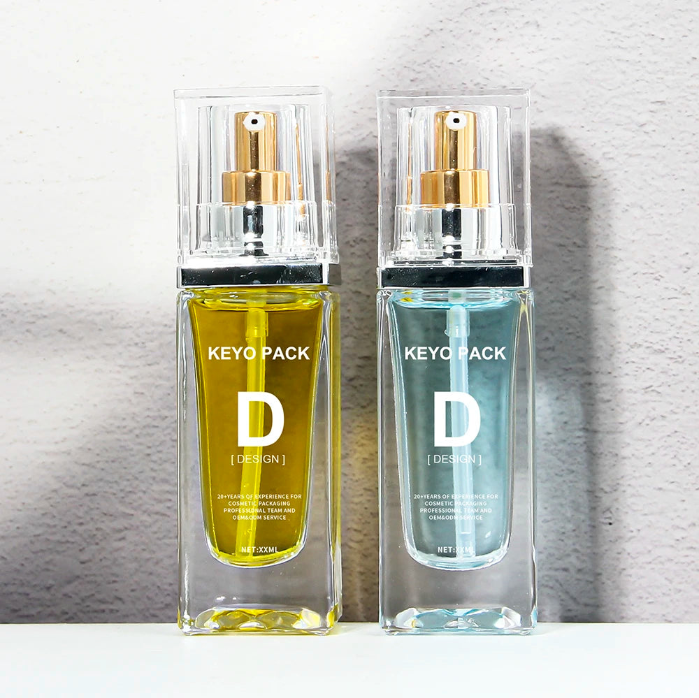 New Arrival 30ml Transparent clear square Glass Pump Spray Foundation Glass Bottle Packaging